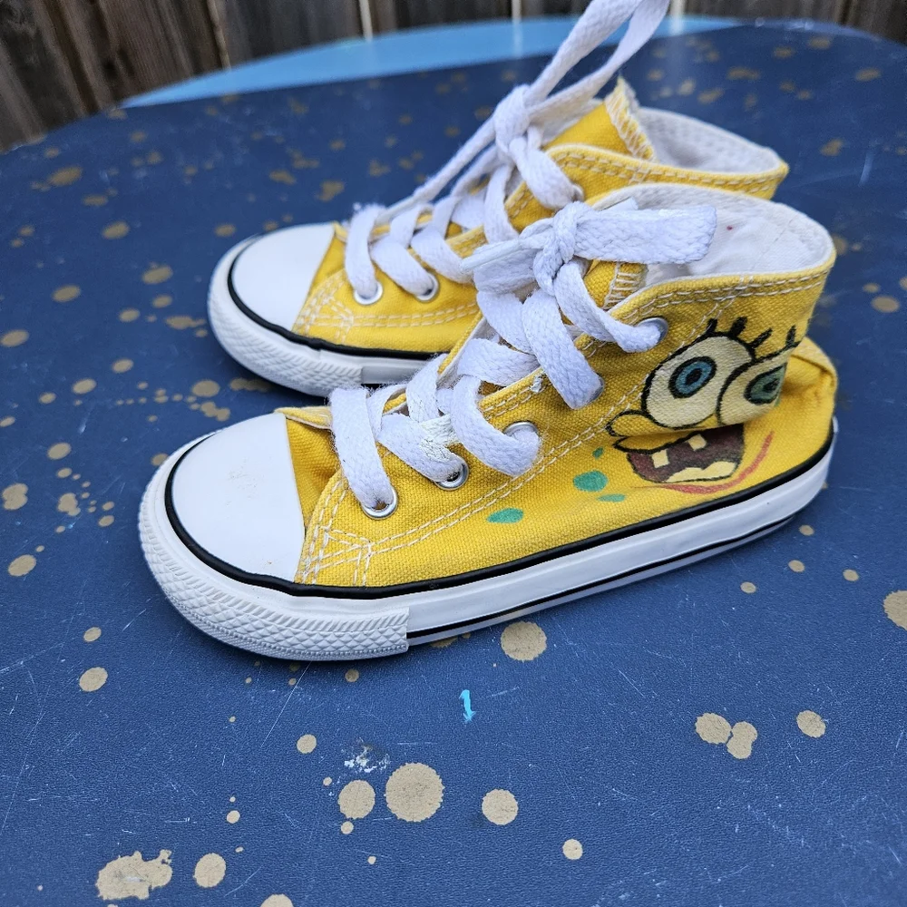 Converse SpongeBob Kids High-Top Sneakers - Yellow Size 8 - Picture 9 of 16